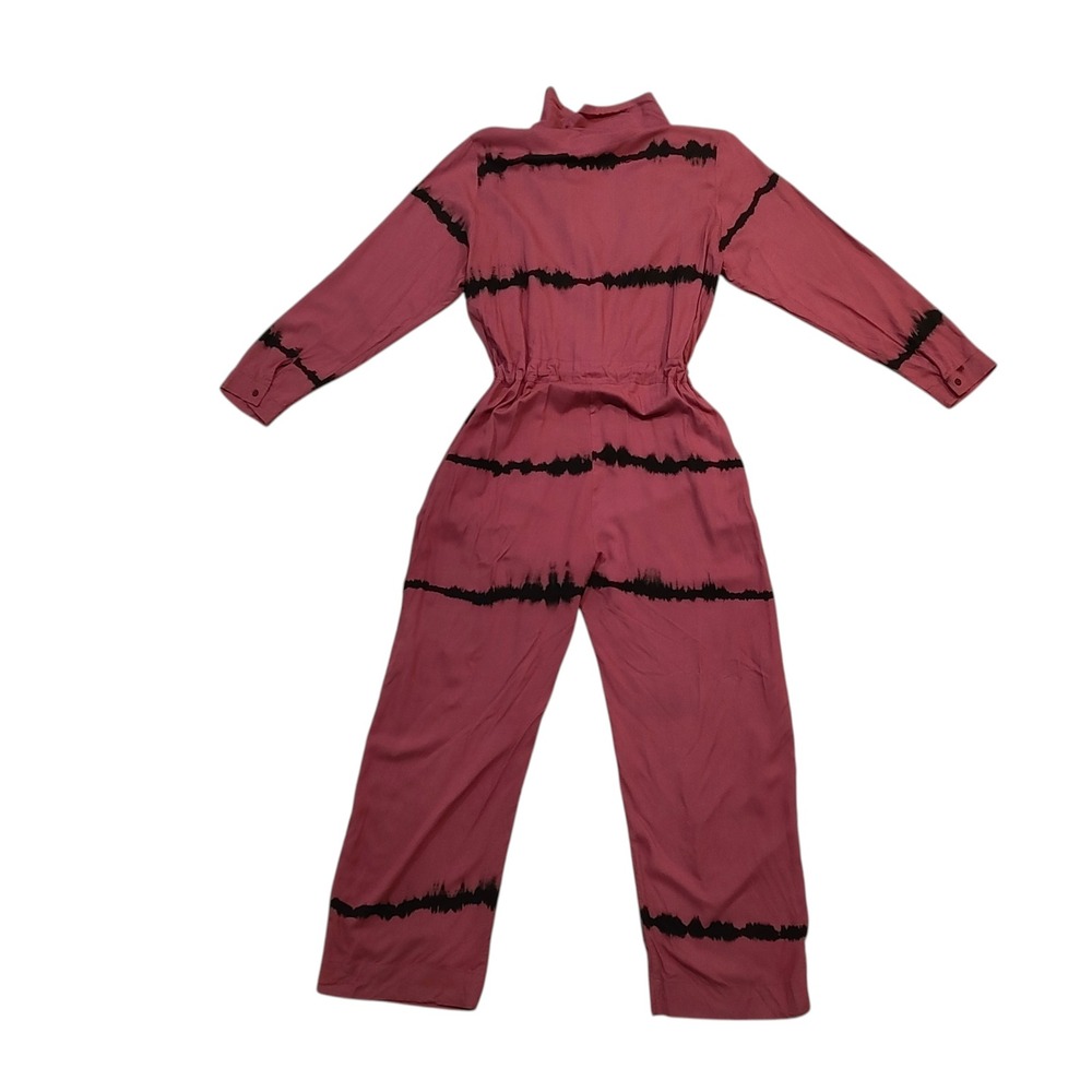 S/W/F Revolve Rose Pink Black Tie Dye Long Resort Sleeve Wide Leg Jumpsuit Large - Picture 3 of 10